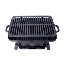 Portable Cast Iron BBQ Grill with Grate for Outdoor (Type: Style A, Color: Black)